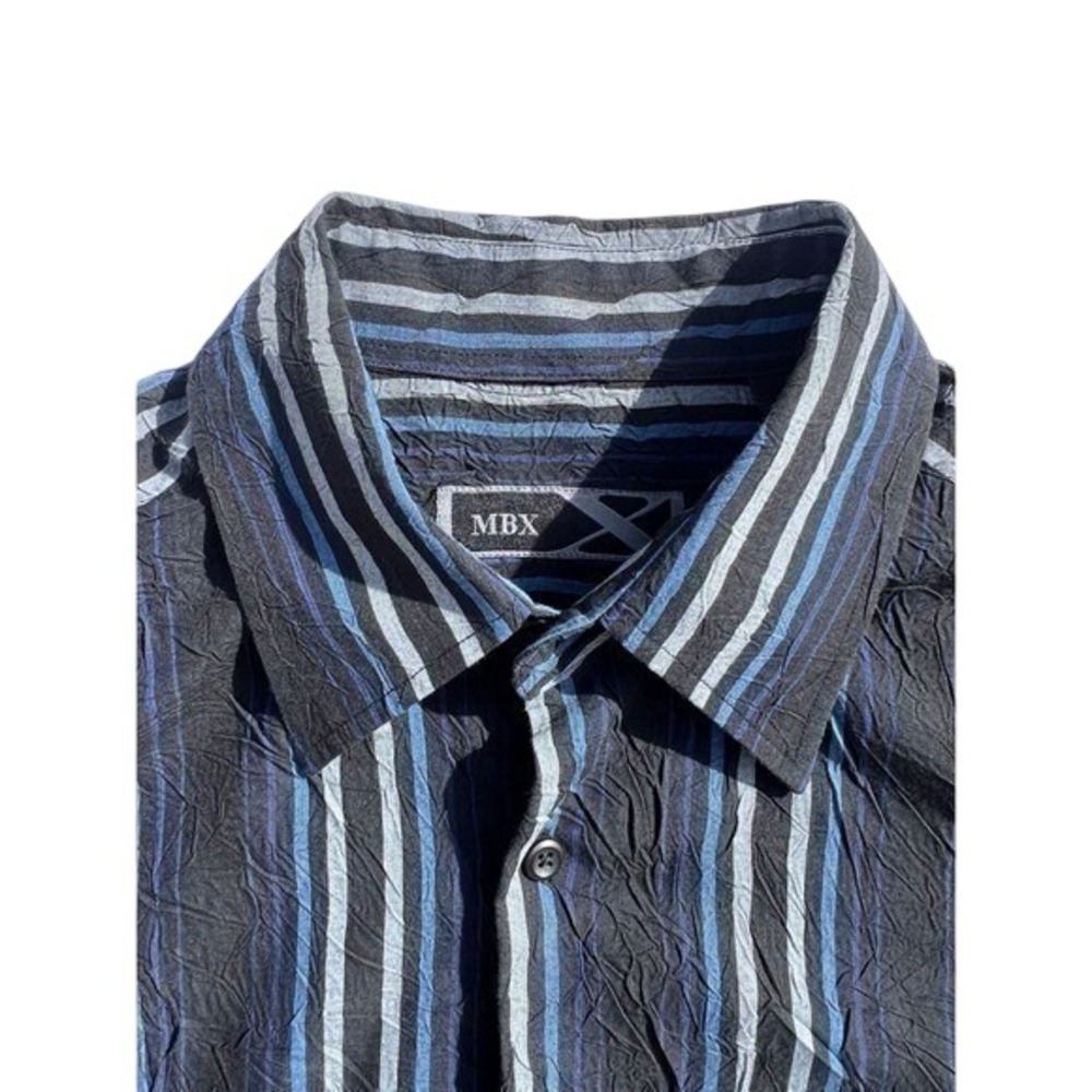 Men's long sleeve blue and white striped